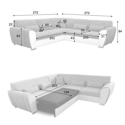 Sofá esquinero convertible en cama con espacio de almacenamiento en L VISEU, izquierdo, antracita/negro