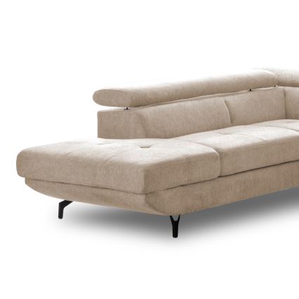 Sofá esquinero cama convertible en L BRESCIA, con espacio de almacenamiento, lado izquierdo, beige