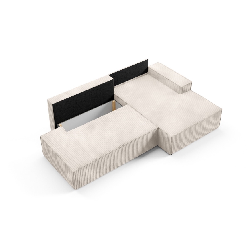 Sofá esquinero cama desplegable en L TERAMO con espacio de almacenamiento, orientación derecha, beige