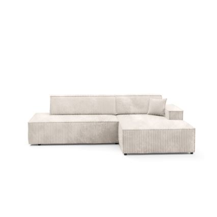Sofá esquinero cama desplegable en L TERAMO con espacio de almacenamiento, orientación derecha, beige