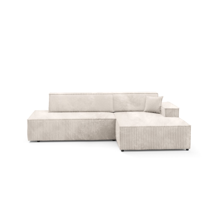 Sofá esquinero cama desplegable en L TERAMO con espacio de almacenamiento, orientación derecha, beige