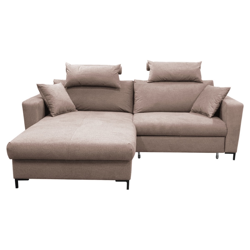 Sofá esquinero cama en L HORTA con arcón, orientación izquierda, rosa