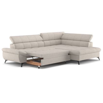 Sofá esquinero extensible en L MARANO derecho beige