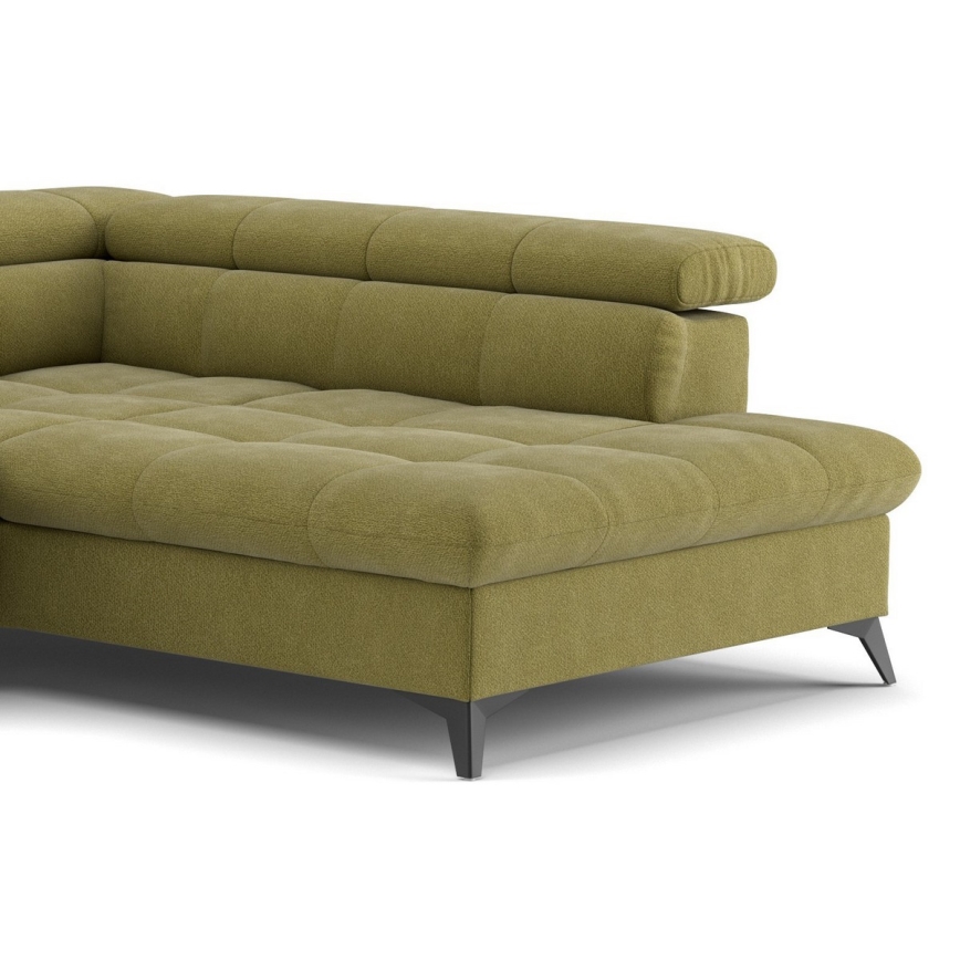Sofá esquinero extensible en L MARANO, lado derecho, color oliva