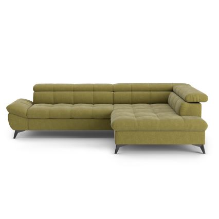 Sofá esquinero extensible en L MARANO, lado derecho, color oliva