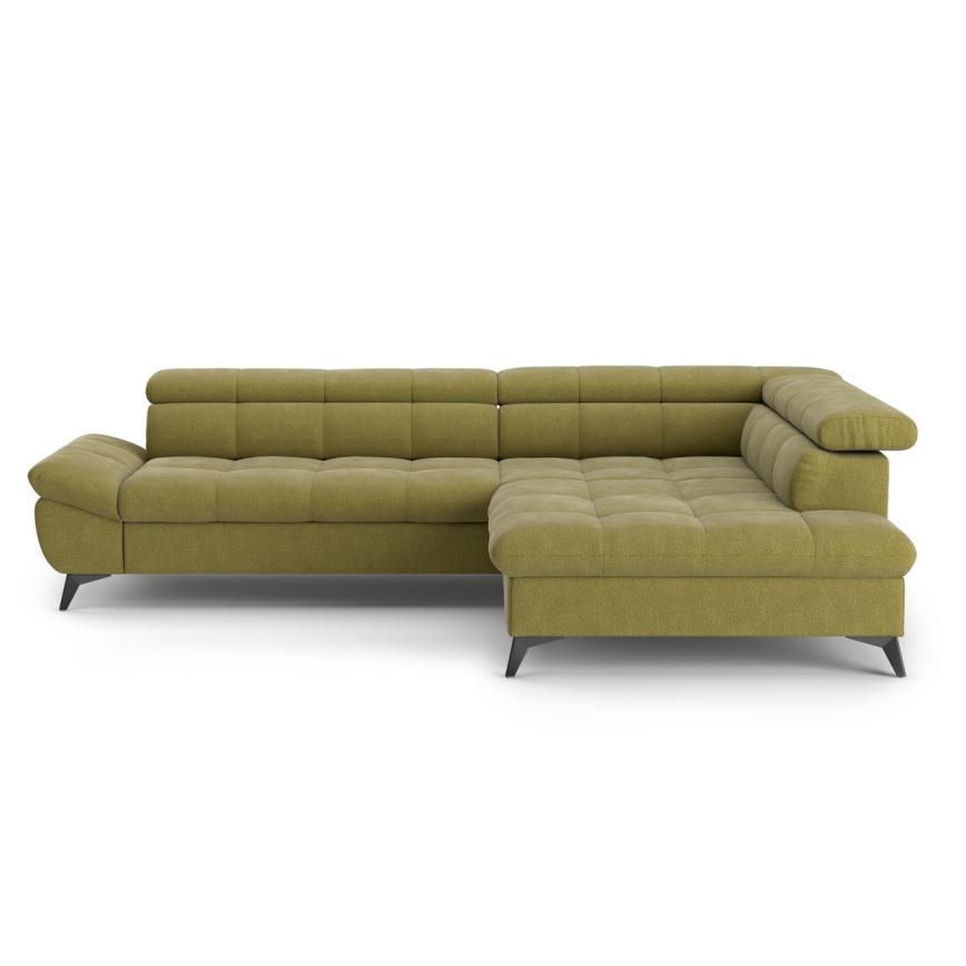 Sofá esquinero extensible en L MARANO, lado derecho, color oliva