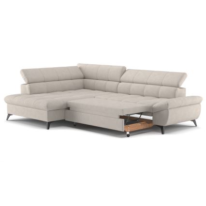 Sofá esquinero en L abatible MARANO izquierdo beige