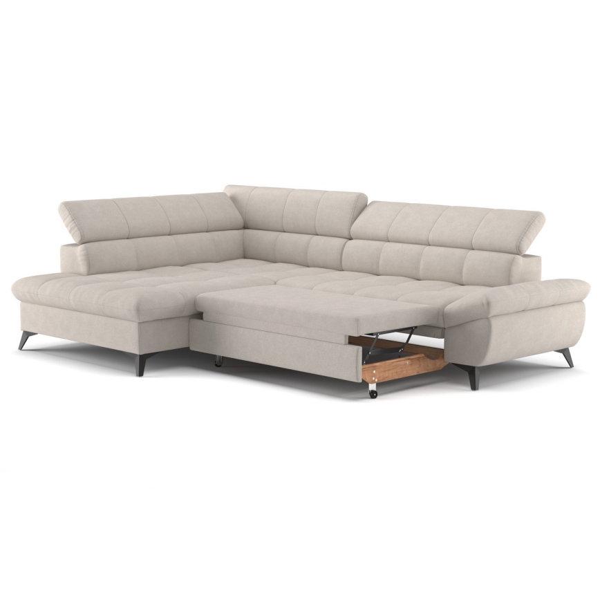 Sofá esquinero en L abatible MARANO izquierdo beige