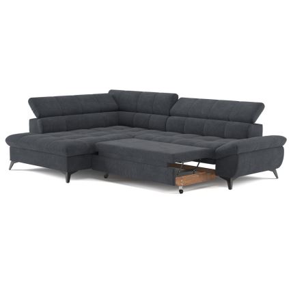 Sofá esquinero abatible en L MARANO izquierdo negro