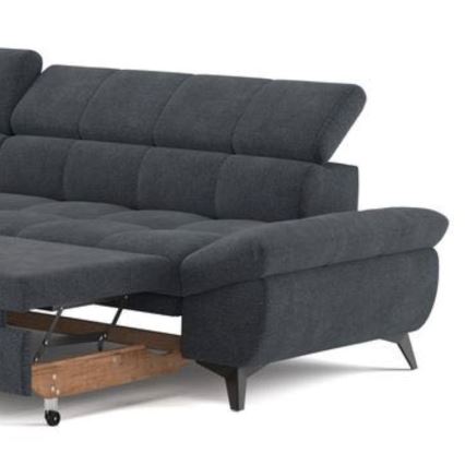 Sofá esquinero abatible en L MARANO izquierdo negro