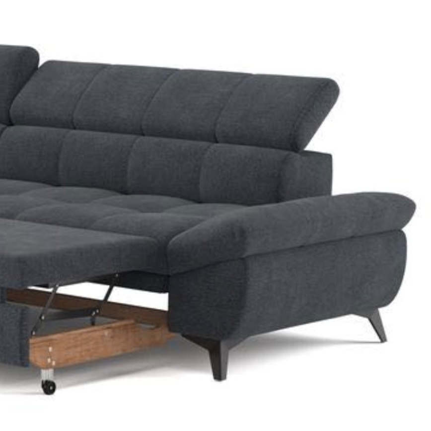 Sofá esquinero abatible en L MARANO izquierdo negro