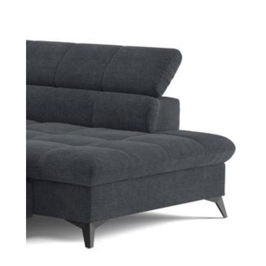 Sofá esquinero abatible en L MARANO izquierdo negro