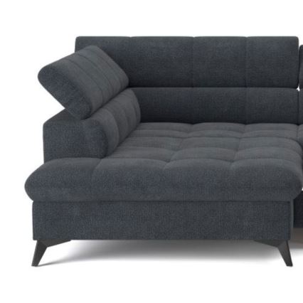 Sofá esquinero abatible en L MARANO izquierdo negro