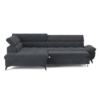 Sofá esquinero abatible en L MARANO izquierdo negro