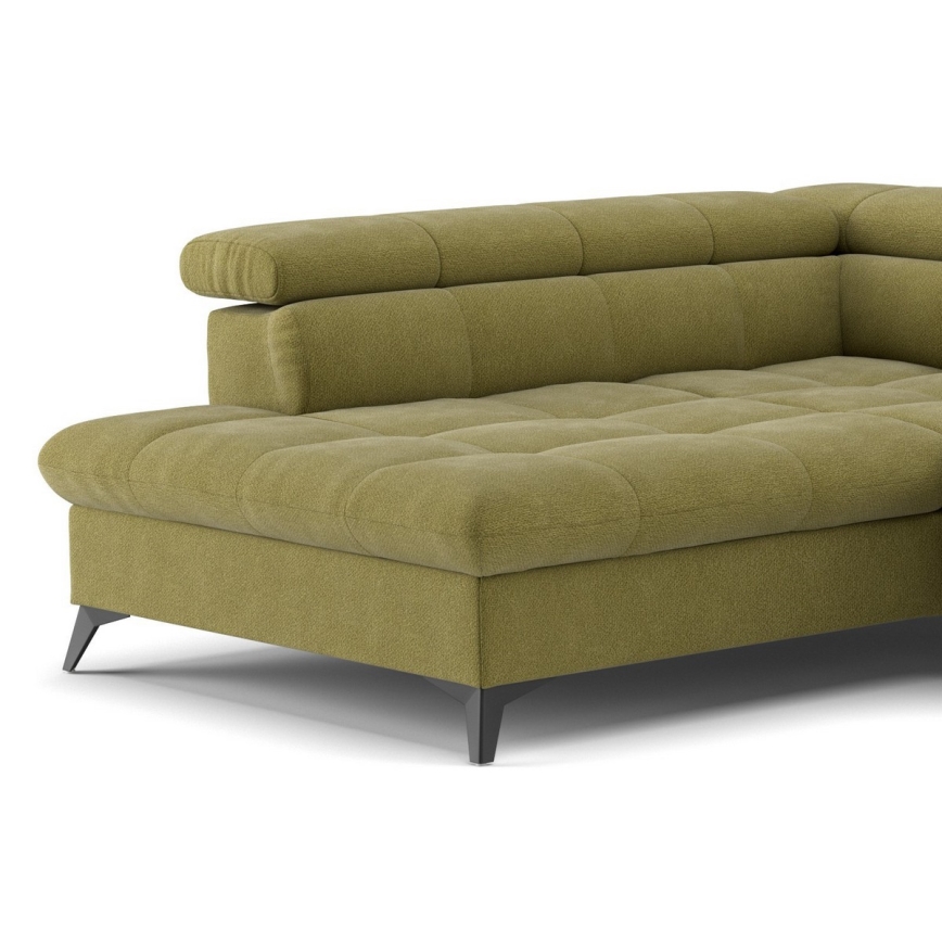 Sofá esquinero extensible en L MARANO izquierdo color oliva