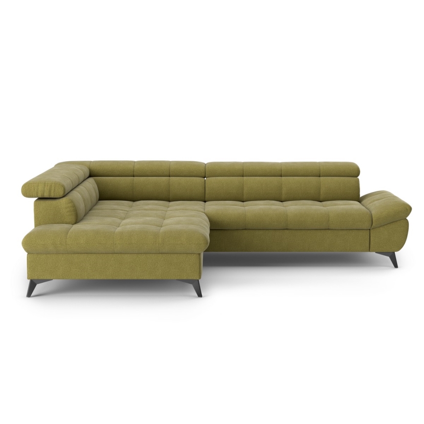 Sofá esquinero extensible en L MARANO izquierdo color oliva