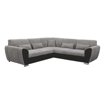 Sofá esquinero cama en L VISEU (izquierda) con arcón, gris/negro