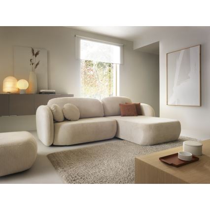 Sofá esquinero cama con almacenamiento OLBIA derecha beige
