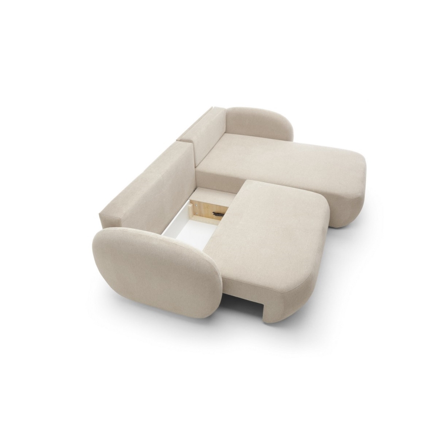 Sofá esquinero cama con almacenamiento OLBIA derecha beige