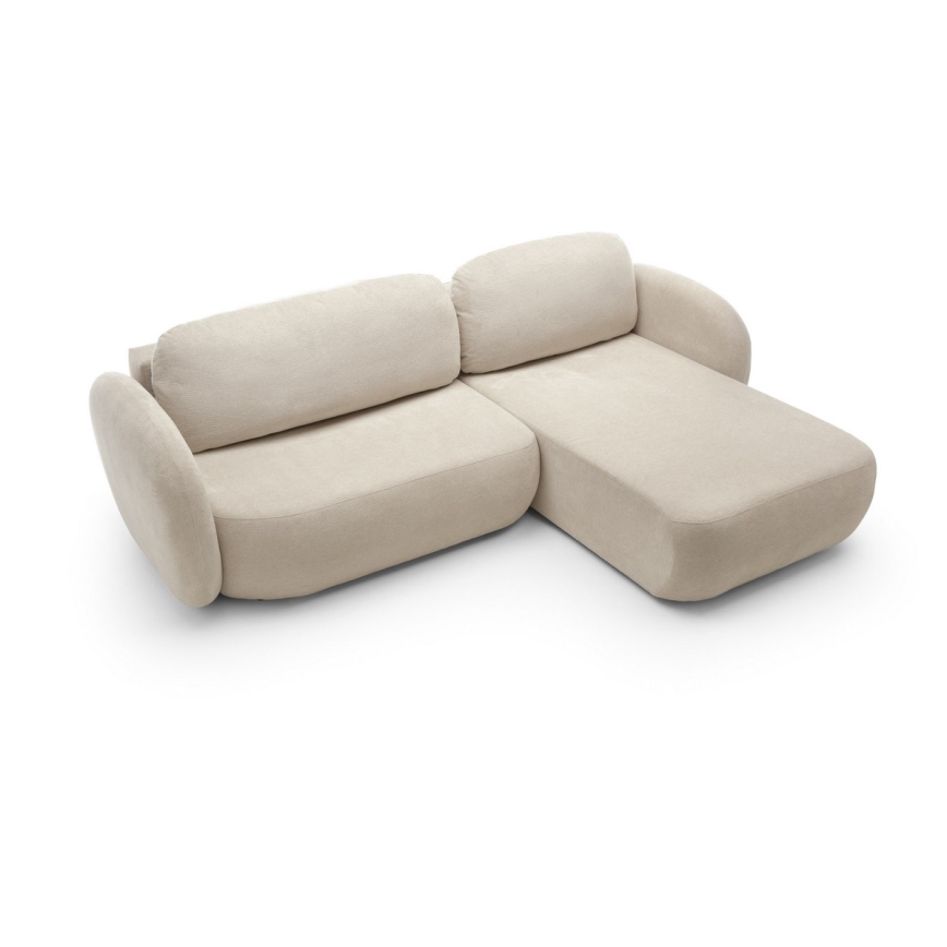 Sofá esquinero cama con almacenamiento OLBIA derecha beige