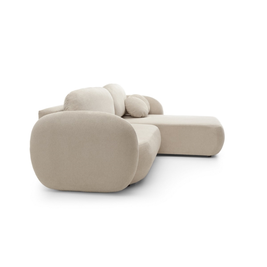 Sofá esquinero cama con almacenamiento OLBIA derecha beige