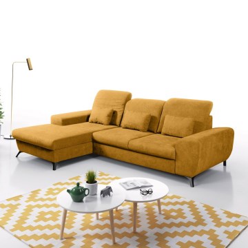 Sofá esquinero cama tapizado ALTA en L, con arcón, orientación izquierda, color amarillo