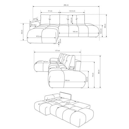 Sofá cama esquinero tapizado con espacio de almacenamiento en L ALMADA, configuración derecha, beige claro