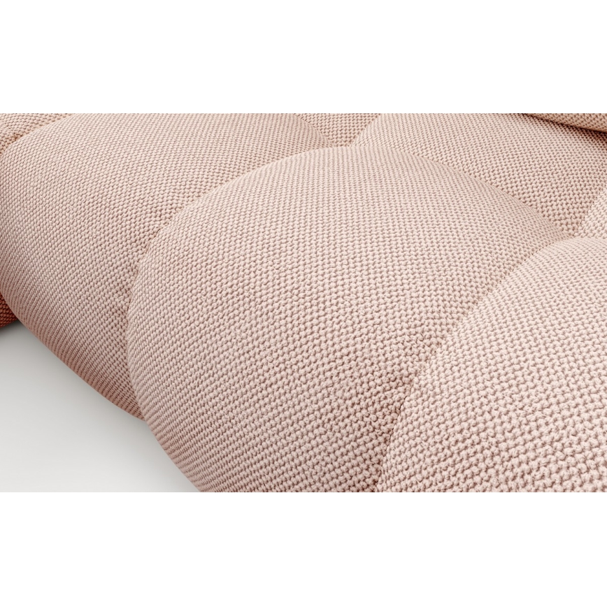 Sofá cama esquinero tapizado con arcón en L ALMADA, orientación izquierda, rosa