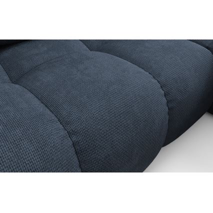 Sofá esquinero tapizado ALMADA en L, convertible en cama, con arcón de almacenaje, orientación derecha — azul