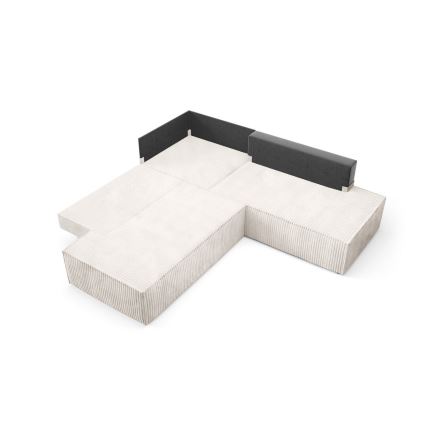 Sofá esquinero extensible en forma de L TERAMO con almacenamiento, lado derecho, color beige