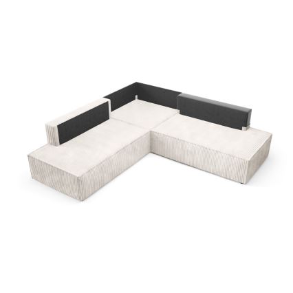 Sofá esquinero extensible en forma de L TERAMO con almacenamiento, lado derecho, color beige