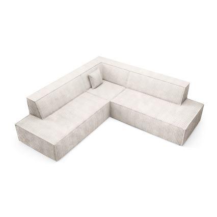 Sofá esquinero extensible en forma de L TERAMO con almacenamiento, lado derecho, color beige