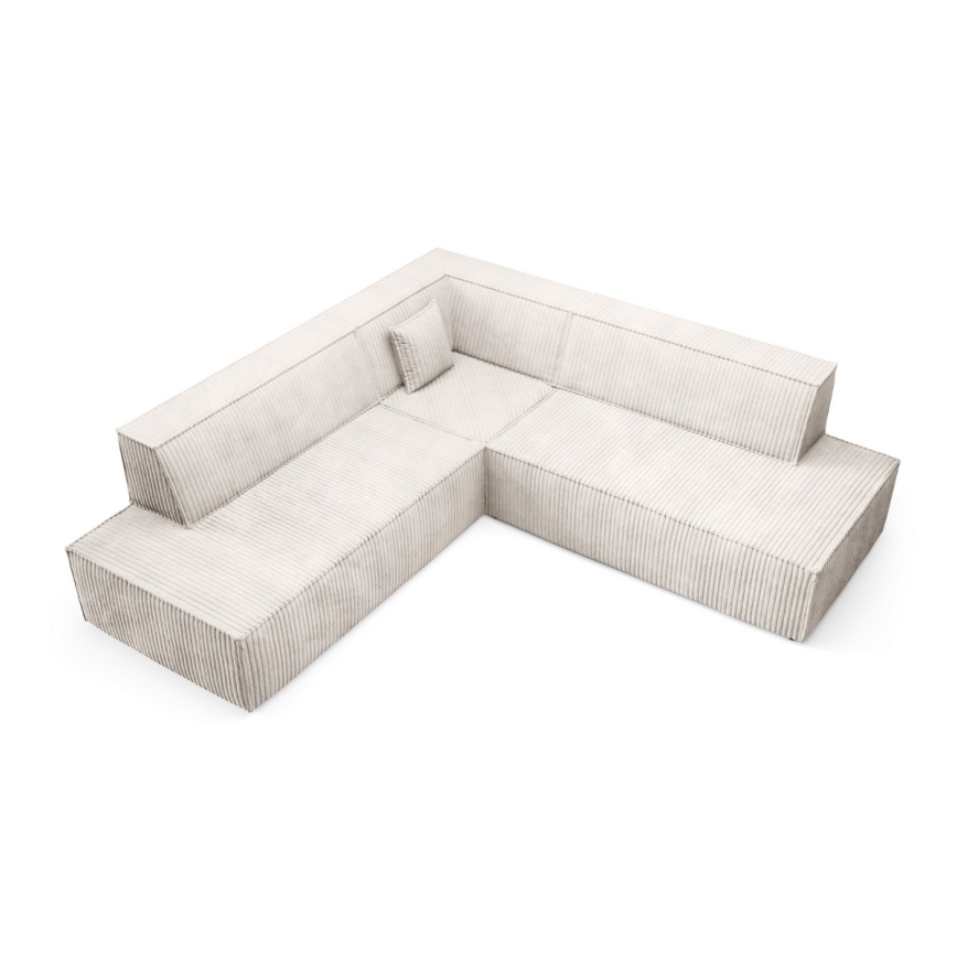 Sofá esquinero extensible en forma de L TERAMO con almacenamiento, lado derecho, color beige