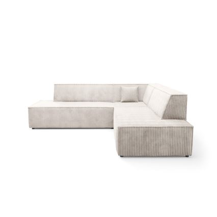 Sofá esquinero extensible en forma de L TERAMO con almacenamiento, lado derecho, color beige