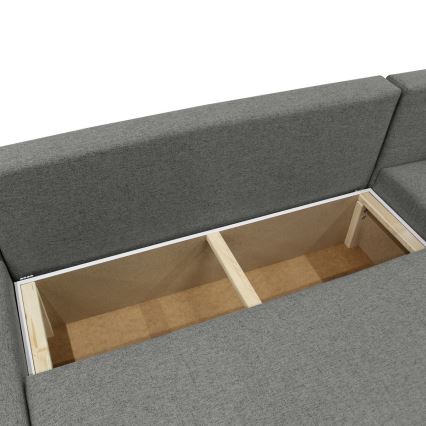 Sofá esquinero convertible y reversible en U con arcón de almacenamiento ALMEIDA antracita