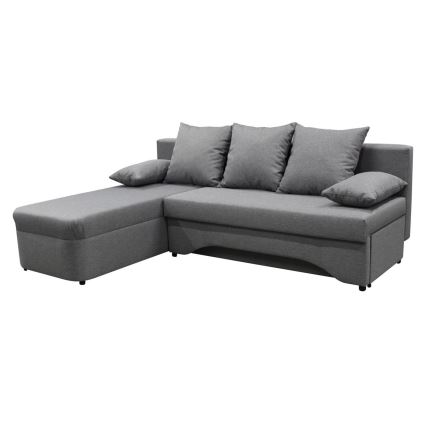 Sofá esquinero convertible en L, reversible, con arcón de almacenamiento ALMEIDA gris