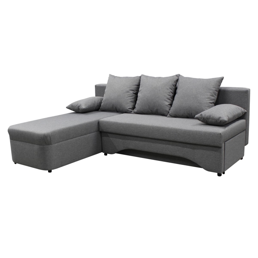 Sofá esquinero convertible en L, reversible, con arcón de almacenamiento ALMEIDA gris