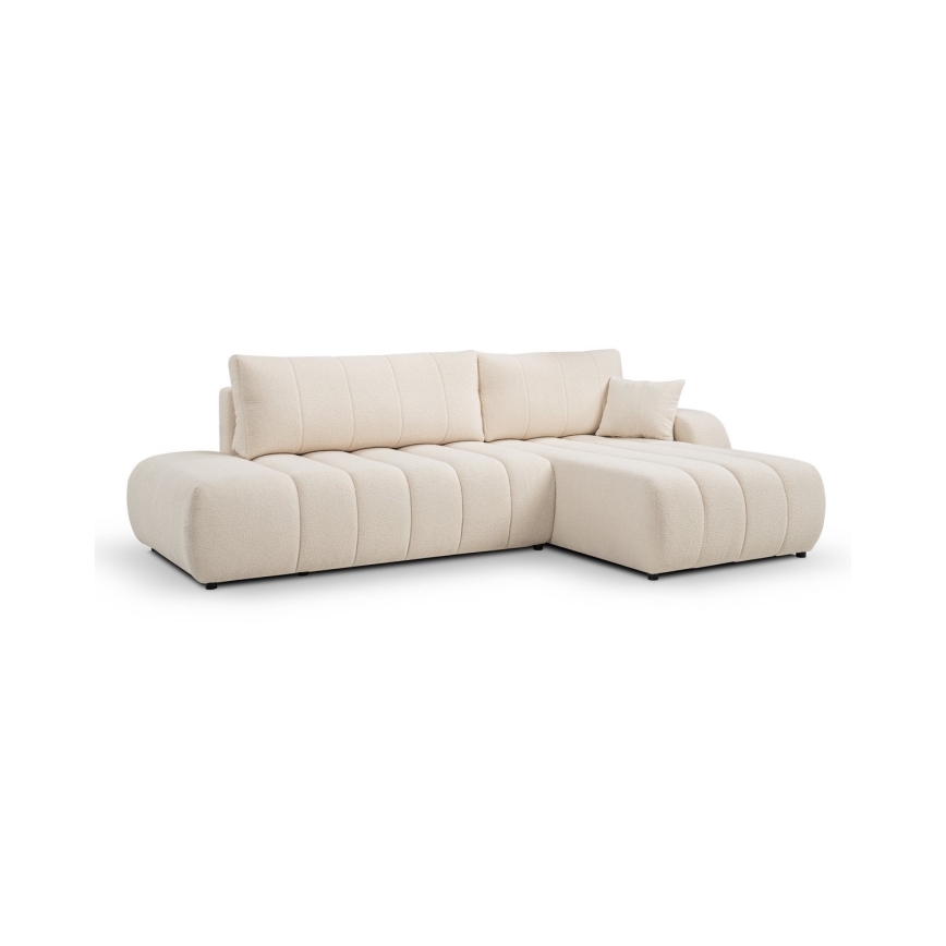 Sofá esquinero convertible en cama con arcón de almacenaje en L DESIO, orientación derecha, beige