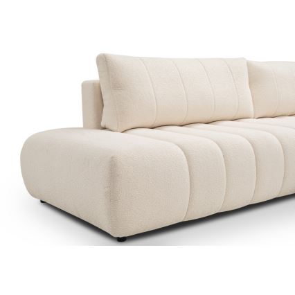Sofá esquinero convertible en cama con arcón de almacenaje en L DESIO, orientación derecha, beige