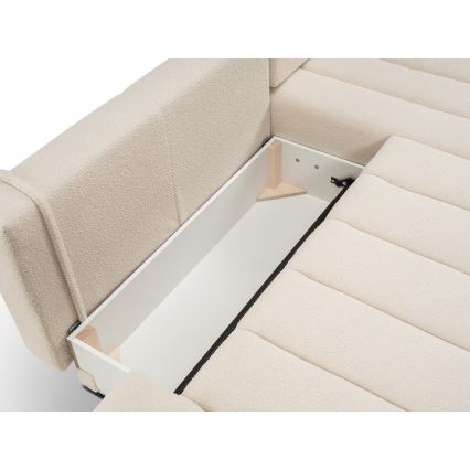 Sofá esquinero convertible en cama con arcón de almacenaje en L DESIO, orientación derecha, beige