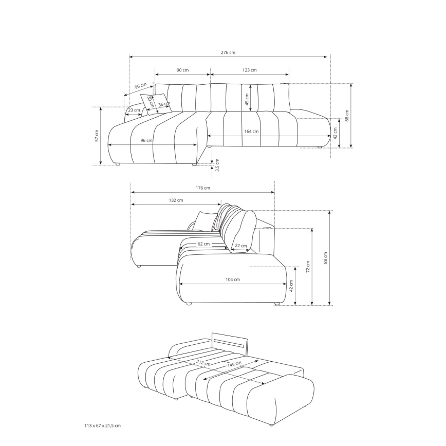 Sofá esquinero convertible en cama con arcón de almacenaje en L DESIO, orientación derecha, beige