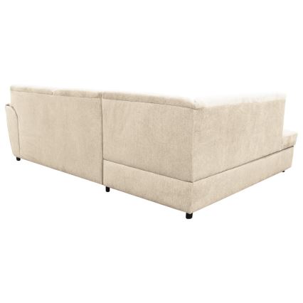 Sofá esquinero convertible en cama SERPA en L con almacenaje, izquierdo, beige