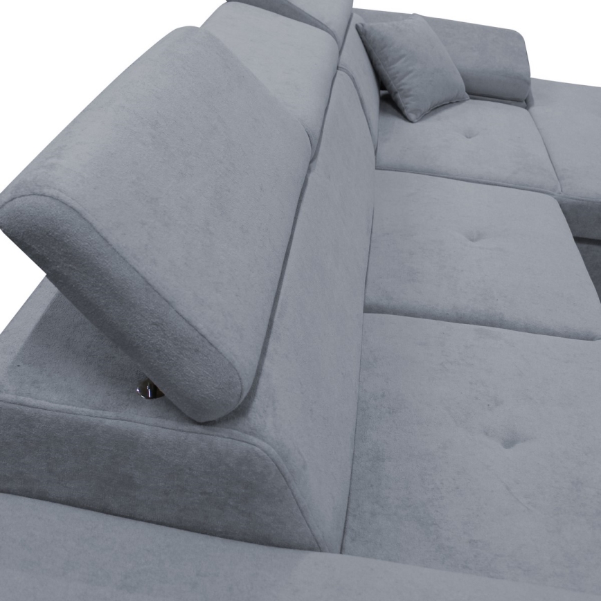 Sofá esquinero en L convertible en cama con arcón de almacenamiento CASTELO, lado derecho, gris oscuro