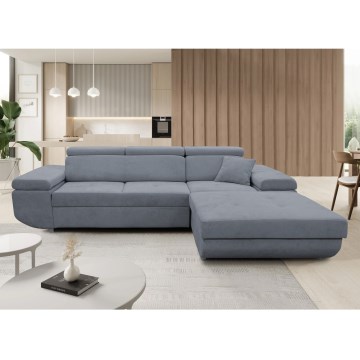 Sofá esquinero convertible en L CASTELO con arcón, orientación derecha, gris oscuro