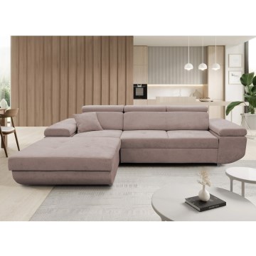 Sofá esquinero convertible en L CASTELO, con espacio de almacenamiento, orientación izquierda, beige