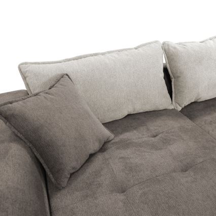 Sofá esquinero convertible en L con espacio de almacenamiento LAGOA, versión izquierda, taupe/gris