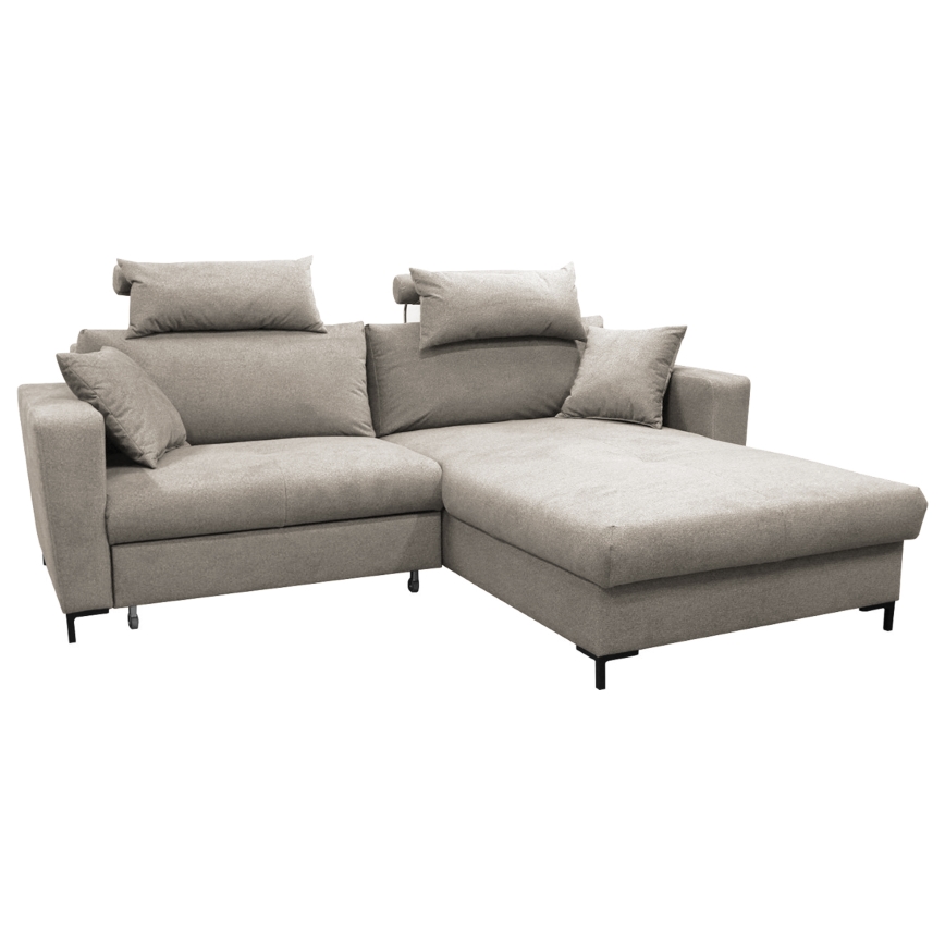 Sofá esquinero convertible en L HORTA con almacenaje, orientación derecha, gris