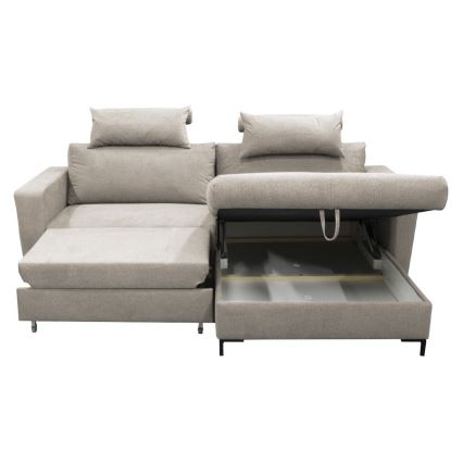 Sofá esquinero convertible en L HORTA con almacenaje, orientación derecha, gris