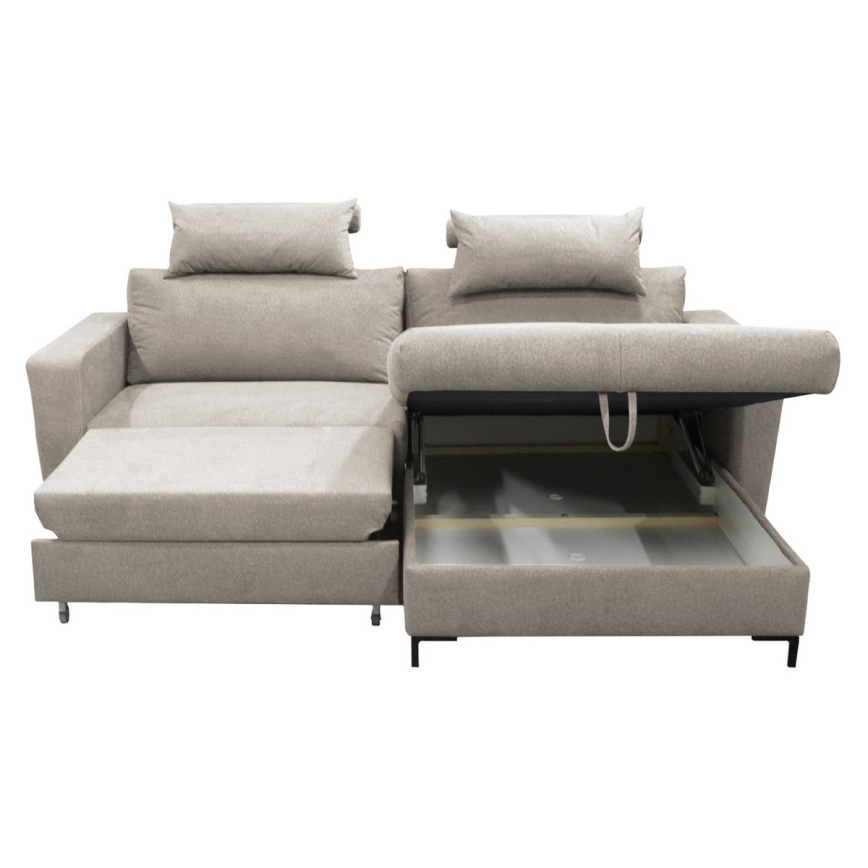 Sofá esquinero convertible en L HORTA con almacenaje, orientación derecha, gris