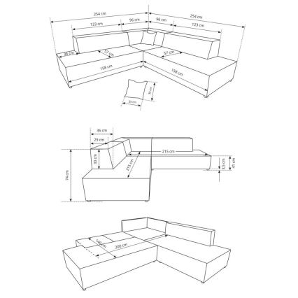 Sofá esquinero convertible en L TERAMO con arcón de almacenamiento, orientación derecha, beige